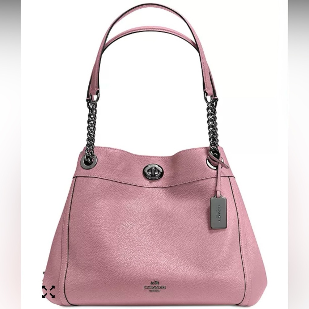 NWOT Coach Edie Dusty Pink Leather Turn-Lock Shoulder Bag W/ Gunmetal Hardware